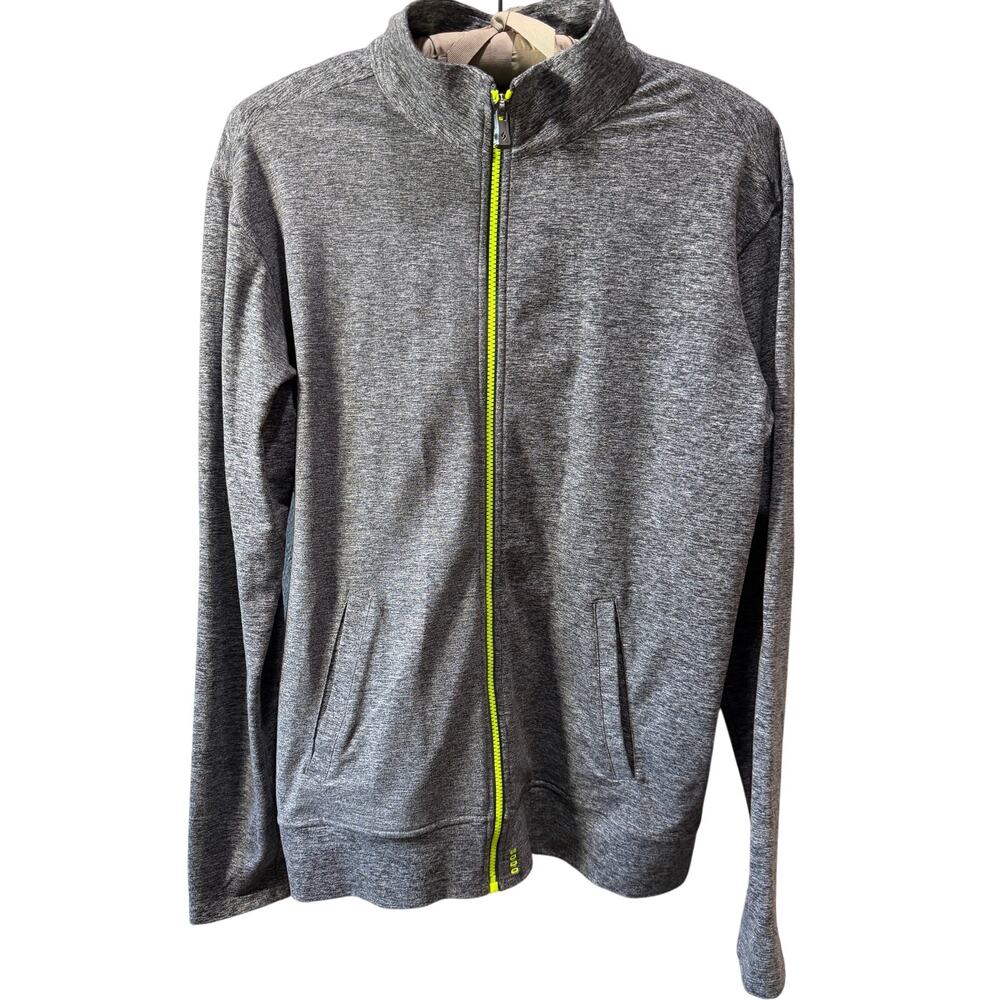 SODO Apparel Mens Gray Heathered Long Sleeve Full Zip Performance Hoody Size L